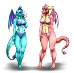  2016 anthro anthrofied barefoot blush bra clothing crossover dragon duo ember_(spyro) friendship_is_magic horn looking_at_viewer my_little_pony panties pia-sama plantigrade princess_ember_(mlp) scalie simple_background spyro_the_dragon underwear video_games white_background wings 