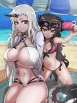  :o alternate_skin_color bad_id bad_pixiv_id bangs beach beach_umbrella bikini black_hair black_nails blue_sky blurry breast_hold breasts cellphone cleavage collarbone covered_nipples day depth_of_field eyewear_on_head fingernails front-tie_bikini front-tie_top frown groin hair_between_eyes halterneck hand_around_neck holding holding_phone horn horns inflatable_toy isolated_island_oni kantai_collection kneeling large_breasts long_fingernails long_hair looking_to_the_side multiple_girls nail_polish navel ocean onboro_(clunker) outdoors phone pink_bikini planted_umbrella red_eyes seaport_hime self_shot shade shinkaisei-kan side-tie_bikini sitting sky small_breasts smartphone sunglasses swimsuit towel tsurime umbrella v very_long_hair wariza water white_hair white_skin wristband 