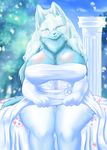  2016 anthro big_breasts blush breasts canine clothed clothing cocolog female fur hi_res looking_at_viewer mammal mature mature_female nipples roko_(cocolog) smile solo thick_thighs wedding wide_hips 