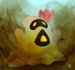  birdmir gen_7_pokemon open_mouth pokemon pokemon_(creature) pokemon_(game) pokemon_sm sand sandygast solo yellow_eyes 