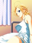  1girl bed blonde_hair breasts kaga_akari kimi_no_iru_machi large_breasts panties seo_kouji short_hair sideboob 