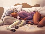  anthro bask bedroom canine couples cuddling cute dog invalid_tag mammal raccoon sleeping utonagan 