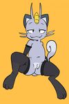  alolan_meowth clothing feline female legwear mammal meowth nintendo pinup pok&eacute;mon pose presenting pussy samoyena solo spread_legs spreading stockings video_games 