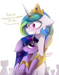  bedroom_eyes blush duo english_text equine female friendship_is_magic half-closed_eyes horn licking magnaluna mammal my_little_pony princess_celestia_(mlp) public seductive teeth text tongue tongue_out twilight_sparkle_(mlp) wide_eyed winged_unicorn wings 