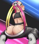  1girl ass blush burumeri looking_back multicolored_hair pink_hair pokemon pokemon_(game) pokemon_sm solo sweat team_skull 