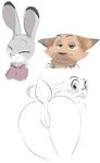  anthro blush butt canine clothed clothing disney dotkwa duo eyes_closed female fox half-closed_eyes judy_hopps lagomorph looking_at_viewer looking_back male mammal nick_wilde nude presenting presenting_hindquarters pussy rabbit simple_background sketch white_background zootopia 