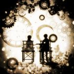  androgynous clock copyright_request harada_miyuki monochrome tagme 