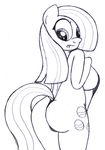  an-tonio anthro blush breasts butt clothed clothing cutie_mark earth_pony equine female friendship_is_magic hair hair_over_eye horse looking_back mammal marble_pie_(mlp) my_little_pony open_mouth pony side_boob simple_background sketch skimpy solo tight_clothing tongue white_background 