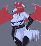  anthro big_breasts breasts canine female huge_breasts kazuhiro kemono mammal simple_background solo wings 