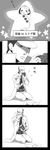  1girl baby camera comic costume earrings father_and_daughter greyscale hand_over_face hat highres jewelry jojo_no_kimyou_na_bouken kuujou_jolyne kuujou_joutarou long_coat mayuhiko3310 monochrome motion_lines multicolored_hair seiza single-lens_reflex_camera sitting star stud_earrings taking_picture translated trembling two-tone_hair younger 