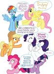  applejack_(mlp) blonde_hair blue_eyes cutie_mark dialogue earth_pony equine feathered_wings feathers female feral fluttershy_(mlp) friendship_is_magic fur green_eyes group hair hat horn horse mammal multicolored_hair my_little_pony pegasus pink_hair pinkie_pie_(mlp) pony purple_eyes purple_fur purple_hair rainbow_dash_(mlp) rainbow_hair rarity_(mlp) twilight_sparkle_(mlp) unicorn wings 