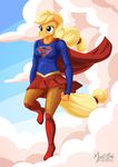  anthro applejack_(mlp) equine female flying friendship_is_magic horse mammal my_little_pony mysticalpha pony ponytail solo supergirl 