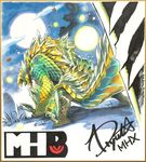  electricity fur fuse_ryuuta horns monster monster_hunter monster_hunter_x moon no_humans open_mouth scales tail white_hair zinogre 