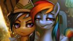  clothing daring_do_(mlp) doll88 duo equine female friendship_is_magic looking_at_viewer mammal my_little_pony pegasus pith_helmet rainbow_dash_(mlp) smug wings 