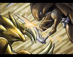  battle claws kabutops kurii_chasuke no_humans pokemon sandslash 