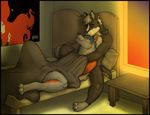  amixeduppuppy anthro bed canine duo eyes_closed inside kissing male male/male mammal nude pillow sitting smile 