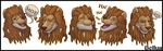  amixeduppuppy anthro english_text fangs feline fur hair lion looking_at_viewer male mammal multiple_images open_mouth simple_background smile solo teeth text tongue tongue_out white_background 