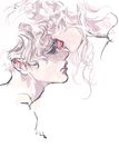  1boy 1girl androgynous as_(ashes) beauty_mark eyes_closed hair_over_eyes mole mole_under_mouth open_mouth original parted_lips simple_background tongue tongue_out wavy_hair white_background white_hair 