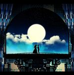  1boy 1girl clouds dress from_side harada_miyuki looking_at_another moon outdoors standing tagme 