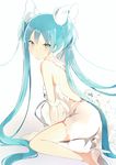  backless_dress backless_outfit bad_id bad_tumblr_id bare_back bare_shoulders blue_eyes blue_hair detached_sleeves dress from_side hair_ribbon hatsune_miku high_heels leaning_forward long_hair looking_to_the_side lpip no_legwear puffy_short_sleeves puffy_sleeves ribbon see-through short_sleeves silver_footwear simple_background sitting solo twintails very_long_hair vocaloid wariza white_background white_dress white_ribbon 