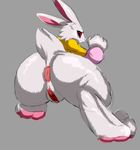  2016 alice_the_rabbit anthro anus big_anus big_butt bloody_roar bottomless butt clothed clothing female grey_background hi_res jaynatorburudragon lagomorph mammal pussy rabbit red_eyes simple_background solo 