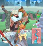  &lt;3 2016 anthro armor armwear blonde_hair blood blue_nose blue_skin blue_tongue blush boots bottomless clothed clothing cloud cunnilingus day dialogue dragon english_text eyes_closed eyewear feline female footwear fur gloves goggles grass group hair hi_res human humanoid internal league_of_legends licking long_hair male male/female mammal master_yi_(lol) nosebleed open_mouth oral outside poppy_(lol) purple_eyes pussy river roadiesky rock scalie sex simple_background size_difference sky spreading standing suspension sweat sweatdrop teeth text tongue tongue_out tristana_(lol) upside_down vaginal video_games water weapon white_hair wings yordle 