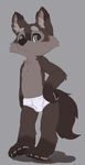  blue_eyes briefs canine child clothing cub front_view fur grey_fur hand_on_hip looking_at_viewer male mammal seth-iova simple_background solo underwear wolf young 