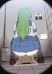  back hips image_sample karasawa-40 kochiya_sanae lowres pee peeing sketch solo thumbnail toilet touhou 
