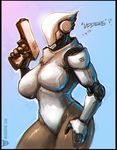  2016 big_breasts breasts cybernetics cyborg digital_media_(artwork) female game_(disambiguation) gun handgun haydee invalid_tag machine neurodyne not_furry prosthetic ranged_weapon robot robotic science_fiction simple_background solo video_games weapon 