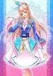  bad_id bad_pixiv_id blonde_hair chacha_(sengoku_musou) flower gem hair_flower hair_ornament hair_stick japanese_clothes lady_y long_hair pink_eyes rose sengoku_musou solo sparkle star 