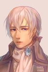  artist_name fire_emblem fire_emblem_if grey_background hasuyawn joker_(fire_emblem_if) low_ponytail male_focus portrait purple_eyes simple_background solo teeth white_hair 