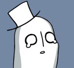  ghost gyate_gyate hat lowres napstablook o_o parted_lips simple_background solo tears top_hat undertale upper_body yaruky 