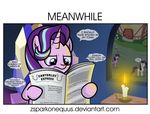  2016 candle comic crystal english_text equine feathered_wings feathers female feral fire friendship_is_magic fur grass group hair hi_res horn mammal multicolored_hair my_little_pony newspaper pink_fur ponyville purple_eyes purple_fur rarity_(mlp) reading starlight_glimmer_(mlp) text twilight_sparkle_(mlp) unicorn white_fur window winged_unicorn wings zsparkonequus 