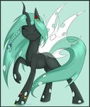  alphaaquilae aqua_hair braided_hair changeling eyelashes eyes_closed fan_character female feral flower hair hooves horn insect_wings my_little_pony plant simple_background solo wings 