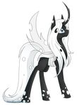  alpha_channel alphaaquilae black_skin changeling fan_character female hair hooves horn insect_wings my_little_pony nude pale_eyes simple_background solo standing transparent_background white_hair wings 