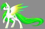  alphaaquilae cutie_mark equine eyelashes fan_character feathered_wings feathers feral gradient_feathers green_eyes green_hair hair hooves mammal my_little_pony pegasus simple_background smile solo standing wings 