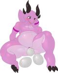  2016 anthro belly big_belly blush egg female horn impaledwolf kobold lying oviposition panting pink_scales pregnant pussy scales scalie shiny solo steam thick_thighs wide_hips 