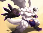  abs anthro balls dragon hyper linlvjia muscular nirvana_(pixiv) penis scalie simple_background solo wings 