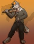  amixeduppuppy anthro canine clothed clothing male mammal musical_instrument simple_background smile solo standing violin 