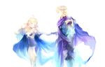  1girl armor blonde_hair blush cape center_opening circlet closed_eyes fire_emblem fire_emblem_if gloves kuzumosu long_hair ophelia_(fire_emblem_if) purple_eyes siegbert_(fire_emblem_if) simple_background teeth thighhighs white_background 