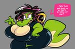  2016 anthro big_breasts breasts cleavage clothed clothing crocodile crocodilian english_text female huge_breasts mature_female reptile scalie smutbooru text 