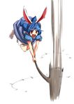  :d animal_ears blue_dress blue_hair blush bunny_ears commentary_request dress holding holding_weapon kakao_(noise-111) long_hair low_twintails mallet motion_blur open_mouth puffy_short_sleeves puffy_sleeves red_eyes seiran_(touhou) short_sleeves smile solo touhou twintails weapon 