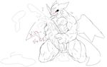  athletic big_penis blush cum cum_on_ground digimon dragon exveemon eyes_closed glans horn hyper hyper_penis japanese japanese_text kneeling kuroma lizard male masturbation muscular nude orgasm penis reptile scalie sketch solo spikes text translation_request wings 
