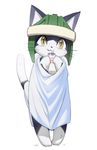  .hack armor cat cute feline helmet hermit holding_(disambiguation) mammal simple_background standing towel unknown_artist wet white_background 