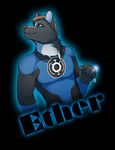  amixeduppuppy anthro canine clothed clothing english_text male mammal simple_background smile solo text 