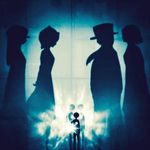  copyright_request gradient gradient_background harada_miyuki monochrome multiple_boys multiple_girls night original shadow standing tagme 