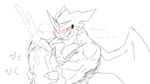  athletic big_penis blush cum digimon exveemon glans horn japanese japanese_text kuroma liquid male masturbation muscular open_mouth orgasm penis perspective scalie sketch smile sweat text translation_request wings 