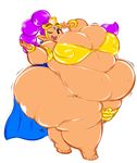  2016 belly big_belly big_breasts big_butt breasts butt clothing ear_piercing female gammanaut genie hair huge_breasts huge_butt humanoid hyper hyper_belly hyper_fat long_hair looking_at_viewer not_furry obese overweight piercing pointy_ears ponytail purple_hair shantae shantae_(series) simple_background smile solo standing thick_thighs video_games wide_hips 