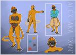  alex_xan balls border bust_portrait butt clothed clothing color_swatch crossed_arms english_text eyewear flaccid flat_colors front_view glasses grin humanoid_penis khakis looking_at_viewer male mammal monkey nokemy nude penis pinup portrait pose primate pubes rear_view redsheet solo soul_patch standing text uncut 
