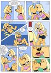  big_breasts blonde_hair blue_eyes brandy_and_mr._whiskers brandy_harrington breast_grab breasts canine clothed clothing collar comic darkyamatoman disney dog drooling eyelashes female french_kissing fur hair hand_on_breast internal kissing mammal mirror panties saliva selfcest square_crossover tan_fur text toes underwear upskirt 